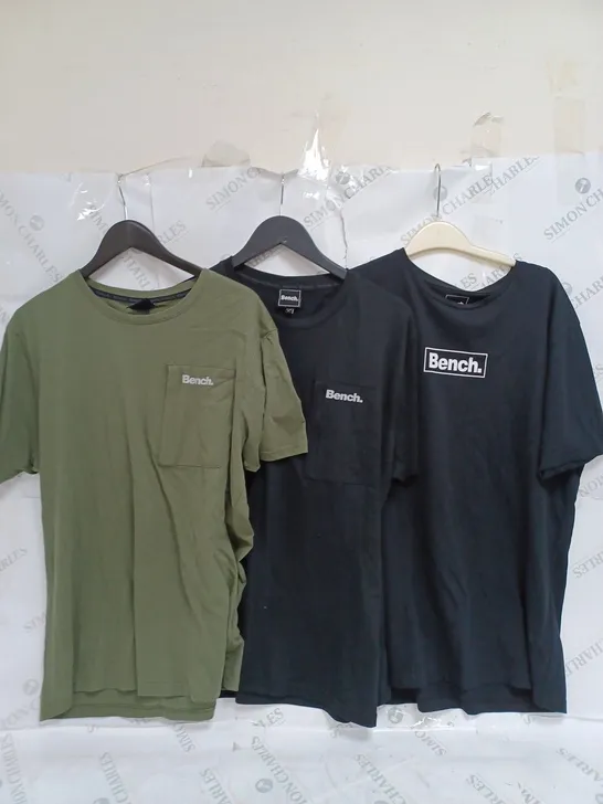 23 SIGNITURE BENCH TSHIRTS IN BLACK, DUNE, GREEN, AND NAVY E.G.