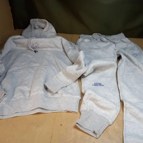 TEN GREY FLEEC HOODED JUMPER AND TRACKSUIT BOTTOMS - SIZE M