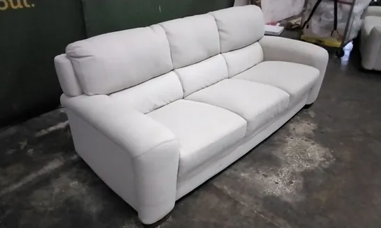 QUALITY ITALIAN DESIGNER ONTARIO 3 SEATER SOFA IN WHITE LEATHER 