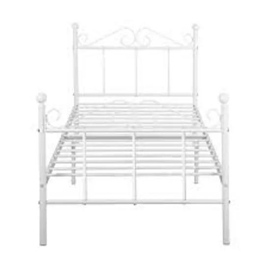 BOXED TIKI WHITE METAL SINGLE BED FRAME (1 BOX)