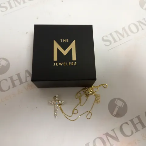 THE M JEWELLERS GOLD EFFECT NECKLACE WITH CROSS PENDANT AND STONES 