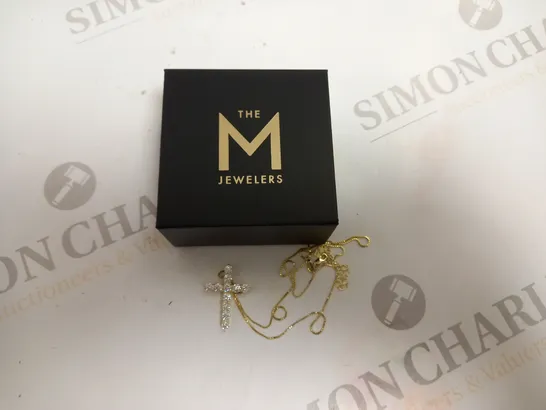 THE M JEWELLERS GOLD EFFECT NECKLACE WITH CROSS PENDANT AND STONES 