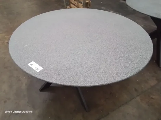 DESIGNER CIRCULAR GLASS TOP DINING TABLE ON METAL X SUPPORTS