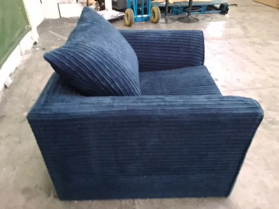 QUALITY DESIGNER ARMCHAIR - DARK BLUE CORDUROY FABRIC