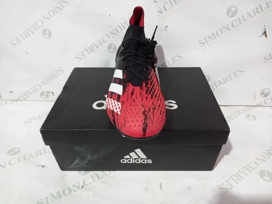 BOXED PAIR OF ADIDAS PREDATOR MUTATOR 20.1 SG FOOTBALL SHOES IN BLACK/RED UK SIZE 8