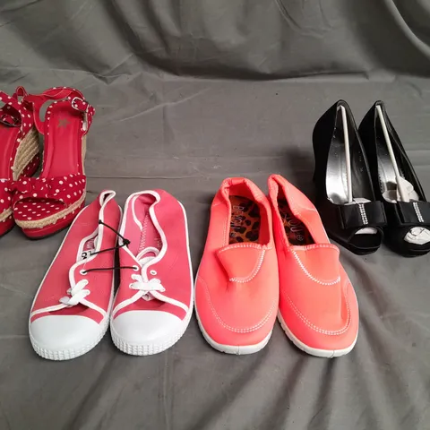 APPROXIMATELY 15 PAIRS OF LADIES SHOES ASSORTED SIZES, COLOURS AND STYLES