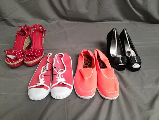 APPROXIMATELY 15 PAIRS OF LADIES SHOES ASSORTED SIZES, COLOURS AND STYLES