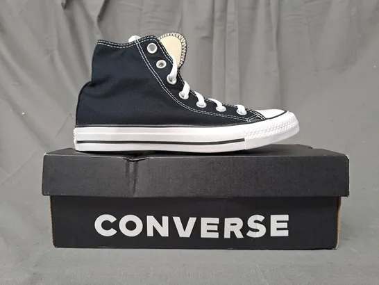 BOXED PAIR OF CONVERSE ALL STAR HI SHOES IN BLACK UK SIZE 5