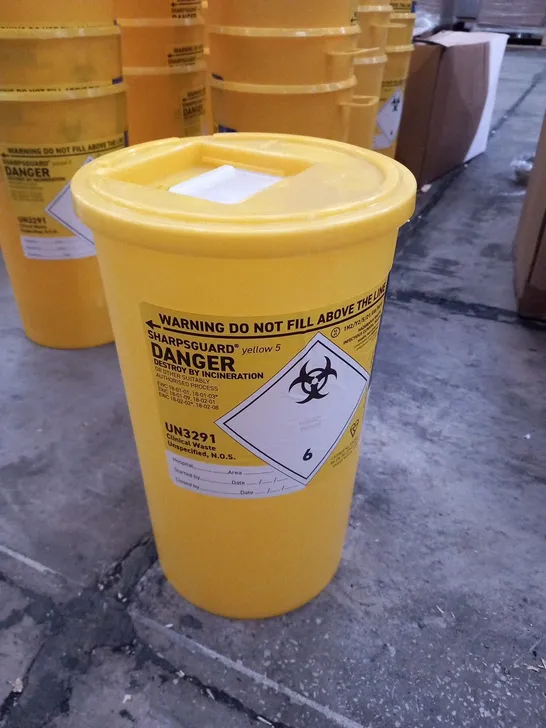 APPROXIMATELY 50 DANIELS SHARPSGUARD YELLOW 5 SHARPS BINS