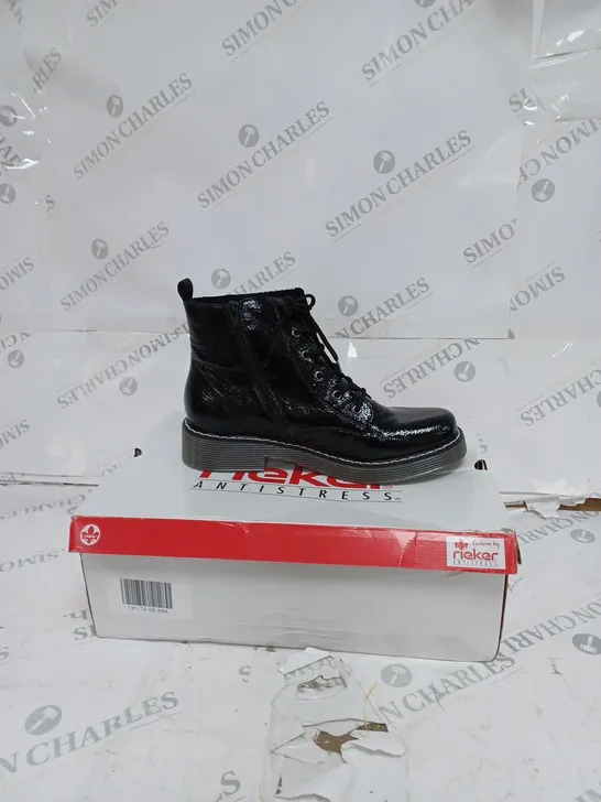 BOXED RIEKER BLACK LACE BOOTS- SIZE 6.5