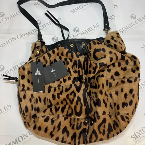 JEROME DREYFUSS PARIS ALAIN LEOPARD HANDBAG IN BROWN