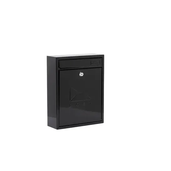 BOXED COMPACT WALL MOUNTED GALVANISED STEEL LOCKABLE WEATHERPROOF POST BOX - BLACK (1 BOX)