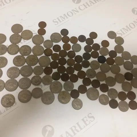 LARGE COLLECTION OF ASSORTED COINS TO INCLUDE; COLLECTION OF UK ONE SHILLINGS, COLLECTION OF UK FARTHINGS 1918-1951 AND COLLECTION OF TWO SHILLINGS