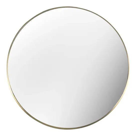 BOXED ROUND METAL WALL MOUNTED ACCENT MIRROR - BRASS // 70 X 70CM (1 BOX)