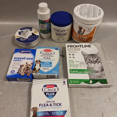 APPROXIMATELY 20 ASSORTED PET CARE PRODUCTS TO INCLUDE FRONTLINE, TICK PROTECT, PRO BIOTIC SUPPORT ETC 