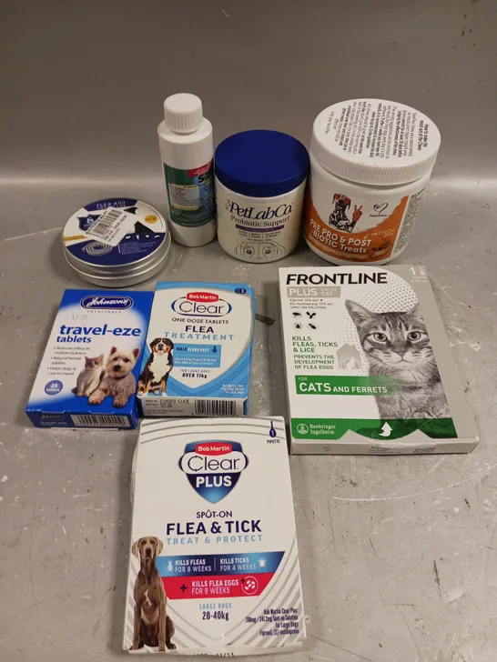 APPROXIMATELY 20 ASSORTED PET CARE PRODUCTS TO INCLUDE FRONTLINE, TICK PROTECT, PRO BIOTIC SUPPORT ETC 