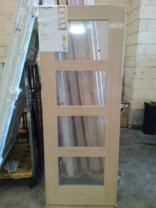 SHAKER 4 PANEL OAK VENEER CLEAR GLAZED INTERNAL DOOR 1981×762×35MM