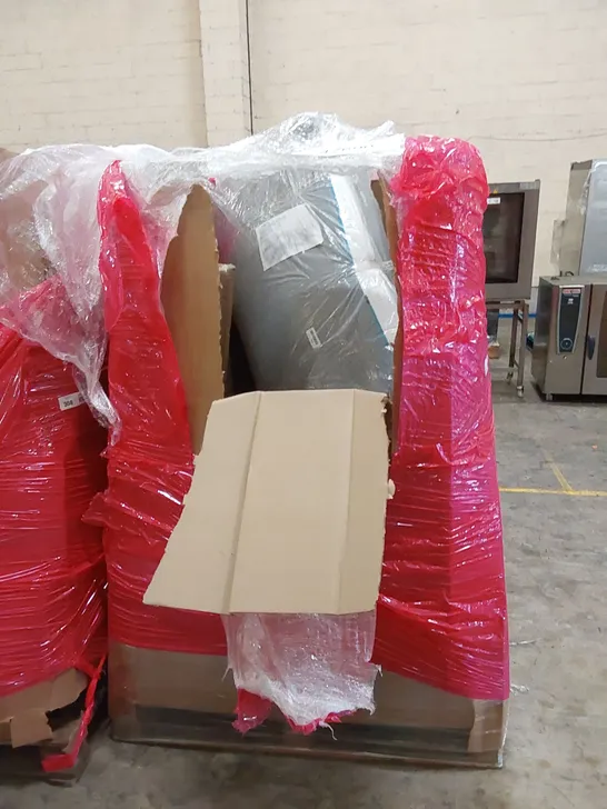 PALLET OF ASSORTED HOUSEHOLD ITEMS AND CONSUMER PRODUCTS. INCLUDES; BABY PLAYPENS, BOXED FURNITURE 