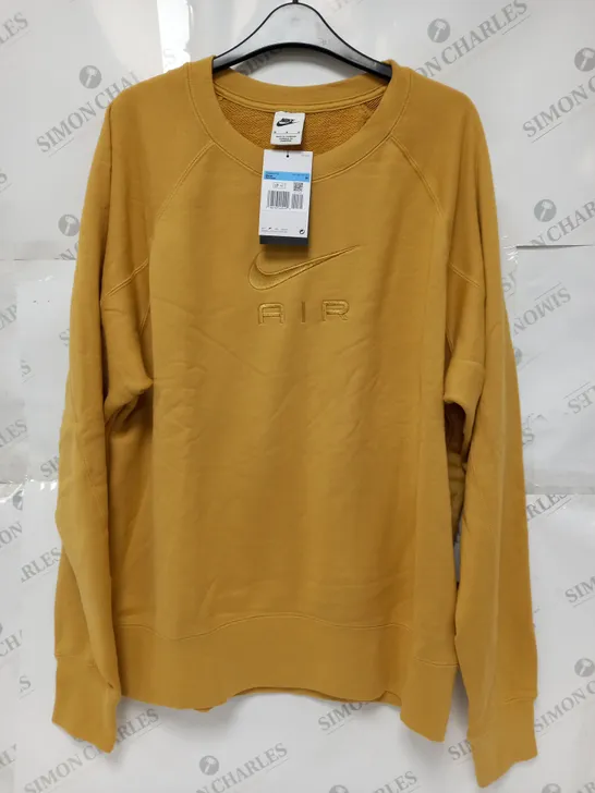 NIKE AIR EMBROIDED LOOSE FIT LONG SLEEVE SWEATER IN LIGHT MUSTARD - MEDIUM