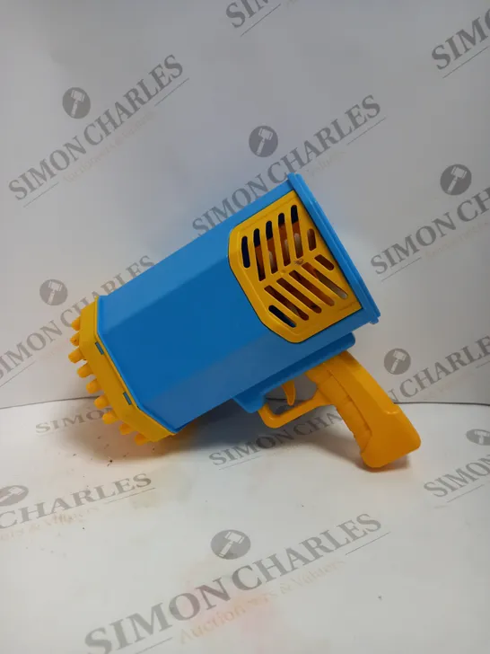 ROCKET BUBBLE GUN IN BLUE & YELLOW - 69 FOAMING HOLES 