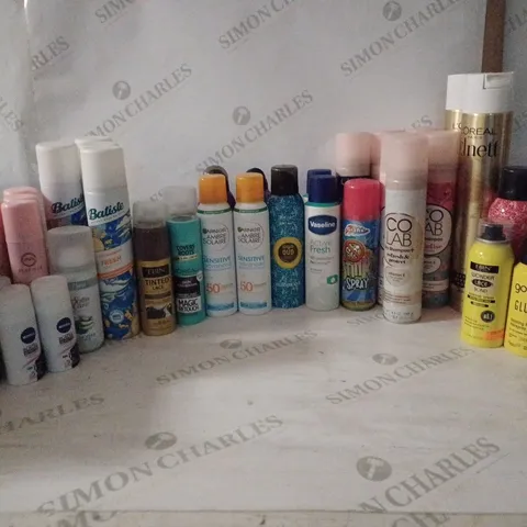 BOX OF HOUSEHOLD ITEMS TO INCLUDE GOT2B GLUED , LOREAL PARIS EXTRA STRONG HOLD HAIRSPRAY