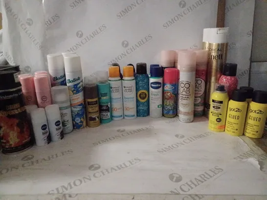 BOX OF HOUSEHOLD ITEMS TO INCLUDE GOT2B GLUED , LOREAL PARIS EXTRA STRONG HOLD HAIRSPRAY