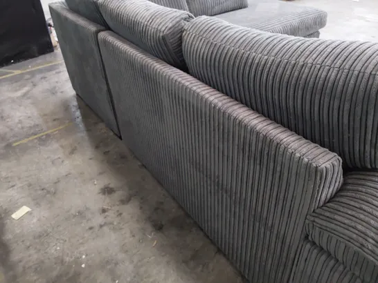 DESIGNER CORNER CHAISE SOFA GREY JUMBO CHORD