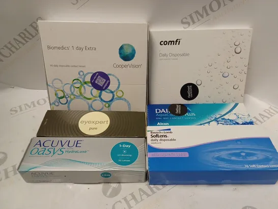 BOX OF APPROX 25 ASSORTED CONTACT LENSES 