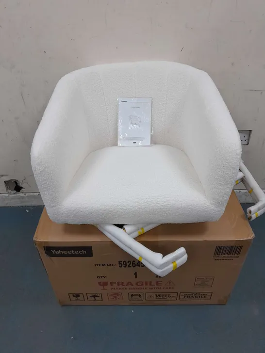 BOXED YAHEETECH BARREL ACCENT CHAIR IN WHITE - COLLECTION ONLY