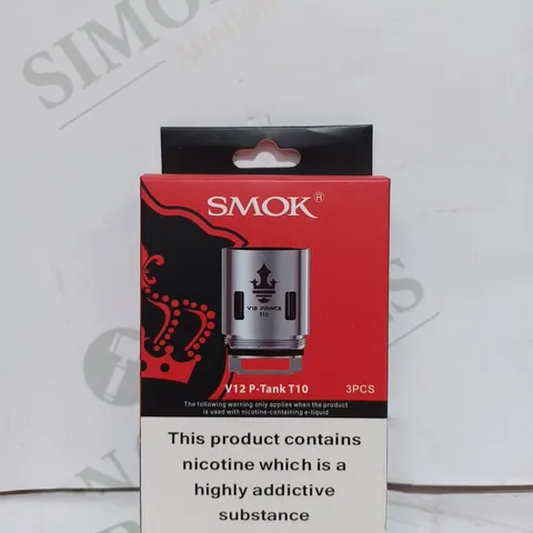 LOT TO CONTAIN APPROX. 20 X ASSORTED SMOK V12 P-TANK T10 E-CIGARETTE REPLACEMENTS PARTS.