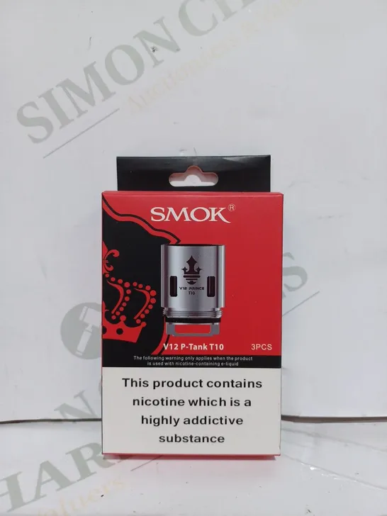 LOT TO CONTAIN APPROX. 20 X ASSORTED SMOK V12 P-TANK T10 E-CIGARETTE REPLACEMENTS PARTS.