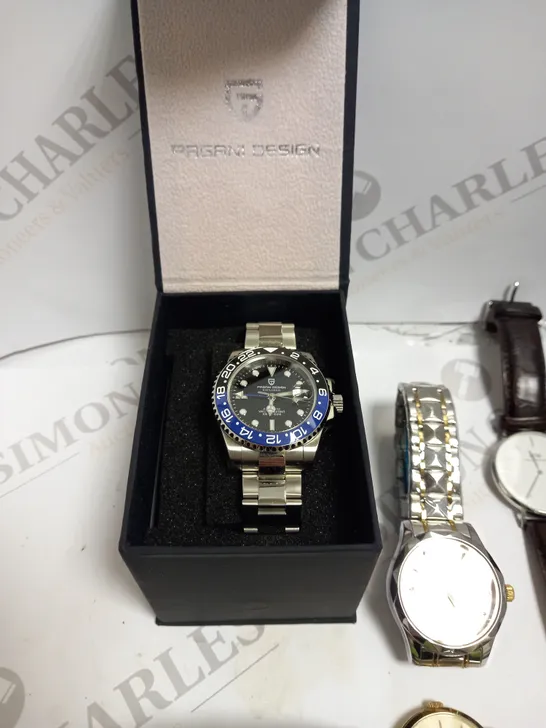 BOX TO CONTAIN APPROX. 9 X ASSORTED WATCHES. BRANDS INCLUDE HUGO BOSS, CAGARNY, PAGANI ETC 