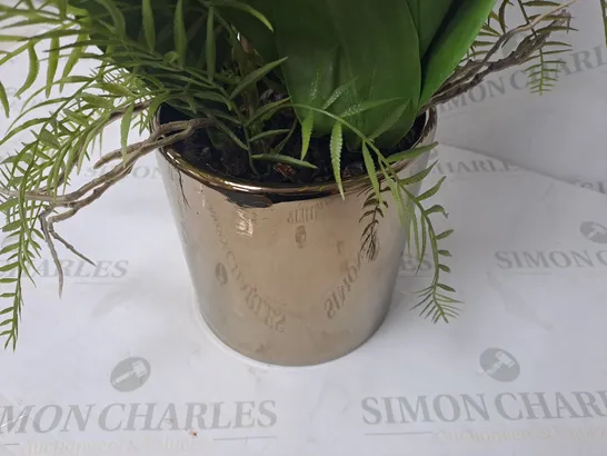 ARTIFICIAL HOUSE PLANT IN METALLIC GOLD POT