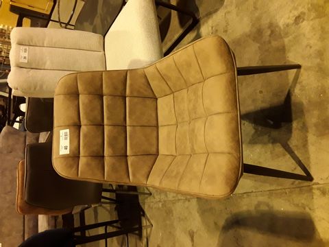 DESIGNER TAN FAUX LEATHER QUILTED UPHOLSTERED DINING CHAIR