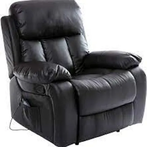 BOXED CHESTER BLACK FAUX LEATHER POWER RECLINING EASY CHAIR (1 BOX)