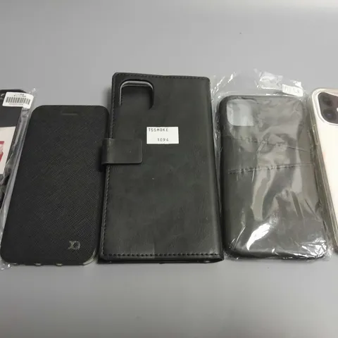 LOT OF 5 ASSORTED PHONE CASES TO INCLUDE BLACK S8 PLUS AND FAUX LEATHER FOLIO
