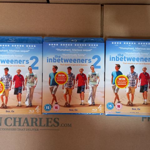 LOT OF APPROXIMATELY 100 SEALED 'THE INBETWEENERS 2 MOVIE' BLU RAY DISKS 