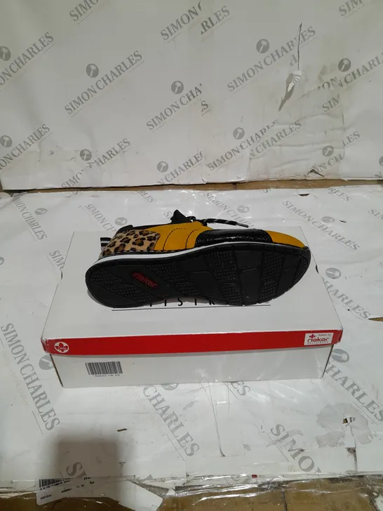 BOXED RIEKER TRAINERS YELLOW, BLACK AND WHITE SIZE 7