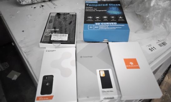 3 BOXES OF ASSORTED PHONE CASES INCLUDING TEMPERED GLASS, MIRACASE, NILLKIN CAMSHIELD PRO CASE, SPIGEN IPHONE 12 MINI CASE, CASEOLOGY GALAXY S22 ULTRA 