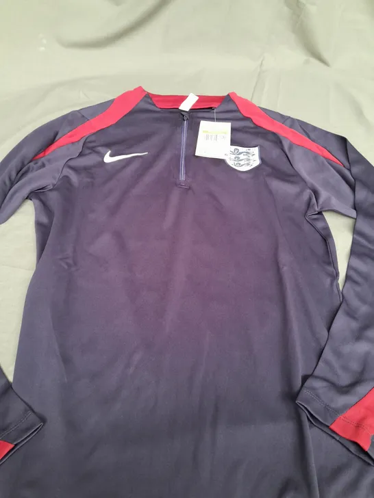 NIKE ENGLAND TRAINING QUARTER ZIP IN PURPLE - SIZE SMALL