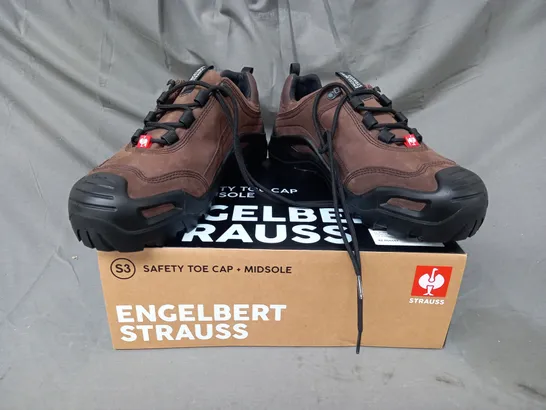 BOXED PAIR OF ENGELBERT STRAUSS SAFETY TOE CAP MIDSOLE SHOES IN BROWN UK SIZE 11