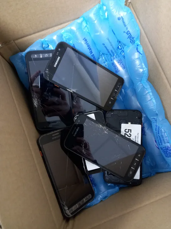BOX OF APPROXIMATELY 10 ASSORTED DAMAGED PHONES 
