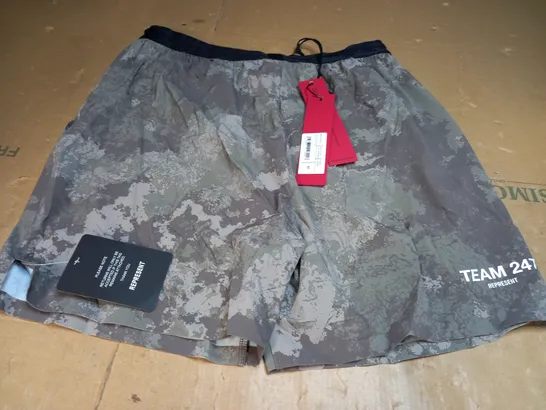 REPRESENT TAUPE CAMO 247 FUSED SHORTS - MEDIUM