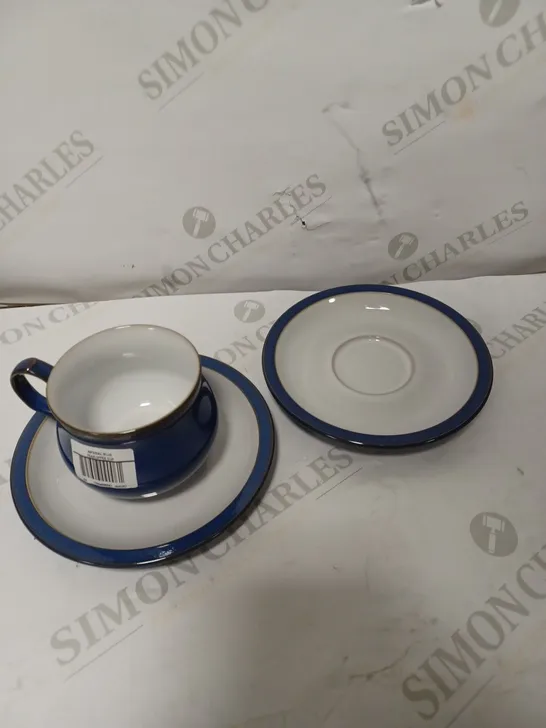 DENBY 1048701 IMPERIAL BLUE 4 PIECE TEA/COFFEE CUP AND SAUCER SET