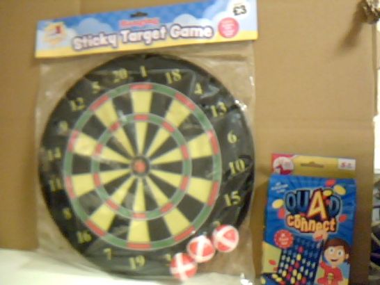 SELECTION OF FAMILY GAMES INCLUDING STICKY TARGET GAME, DECK OF CARDS AND UNO 