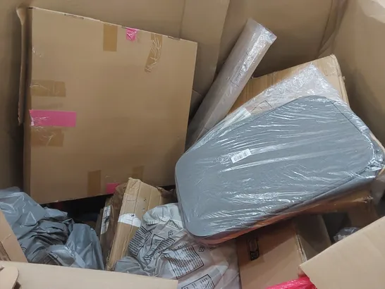 PALLET OF ASSORTED ITEMS INCLUDING WOK, METAL GARDEN ARCH, TOILET SEAT, FLOOR MAT, HOT WATER DISPENSER