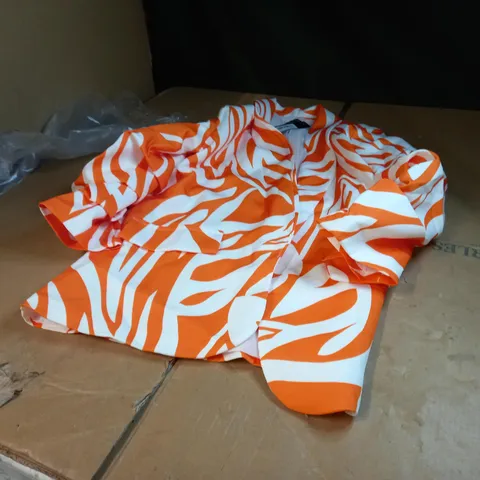 ORANGE ZEBRA RUCHED SLEEVED BLAZED