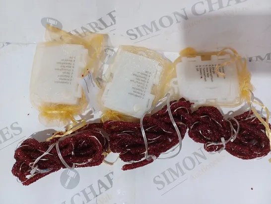 BOXED ALISON CORK PRE-LIT GLITTER ROPE STRANDS - WINE RED