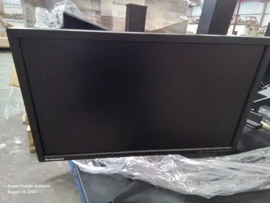 PALLET CONTAINING 5 UNTESTED PC MONITORS AND MONITOR STANDS 