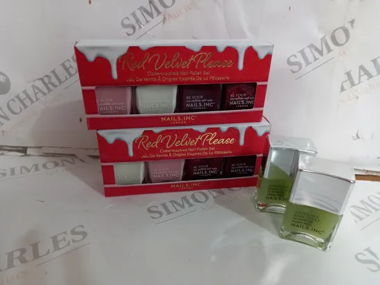 NAILS.INC RED VELVET PLEASE CAKE-INSPIRED NAIL POLISH SET X2 AND NAILKALE BASE COAT X2